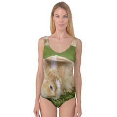 Beautiful Blue Eyed Bunny On Green Grass Princess Tank Leotard  by Ucco