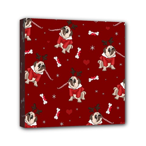 Pug Xmas Pattern Mini Canvas 6  X 6  by Valentinaart