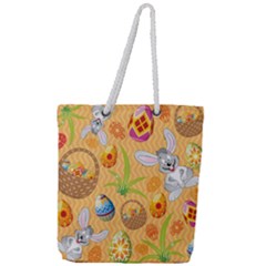 Easter Bunny And Egg Basket Full Print Rope Handle Tote (large) by allthingseveryone