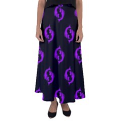 Purple Pisces On Black Background Flared Maxi Skirt by allthingseveryone