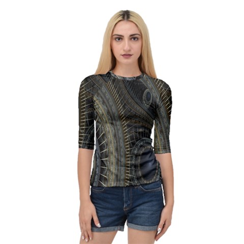 Fractal Spikes Gears Abstract Quarter Sleeve Raglan Tee by Celenk