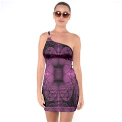 Fractal Magenta Pattern Geometry One Soulder Bodycon Dress by Celenk