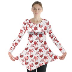 Ho Ho Ho Santaclaus Christmas Cheer Long Sleeve Tunic  by patternstudio