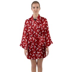 Red Reindeers Long Sleeve Kimono Robe by patternstudio