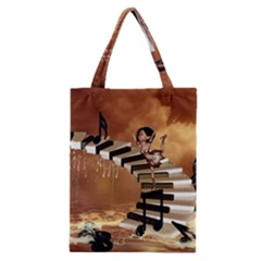 Cute Little Girl Dancing On A Piano Classic Tote Bag by FantasyWorld7