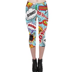 Comic Pattern Capri Leggings  by Bigfootshirtshop