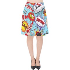 Comic Pattern Velvet High Waist Skirt by Bigfootshirtshop