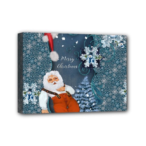 Funny Santa Claus With Snowman Mini Canvas 7  X 5  by FantasyWorld7