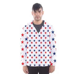 Patriotic Red White Blue Stars Usa Hooded Wind Breaker (men) by Celenk