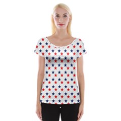 Patriotic Red White Blue Stars Usa Cap Sleeve Tops by Celenk