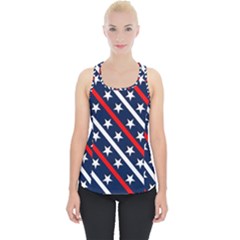 Patriotic Red White Blue Stars Piece Up Tank Top by Celenk