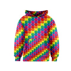 Rainbow 3d Cubes Red Orange Kids  Pullover Hoodie by Celenk