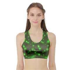 Neon Green Bubble Hearts Sports Bra With Border by PodArtist