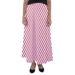 Sexy Red And White Polka Dot Flared Maxi Skirt by PodArtist