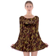 Camouflage Tarn Forest Texture Long Sleeve Skater Dress by Celenk