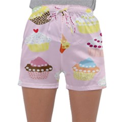 Cupcakes Wallpaper Paper Background Sleepwear Shorts by Celenk