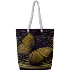 Butterfly Insect Wave Concentric Full Print Rope Handle Tote (small) by Celenk