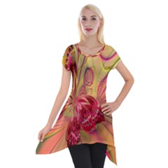 Arrangement Butterfly Aesthetics Short Sleeve Side Drop Tunic by Celenk