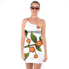 Flower Branch Nature Leaves Plant One Soulder Bodycon Dress by Celenk