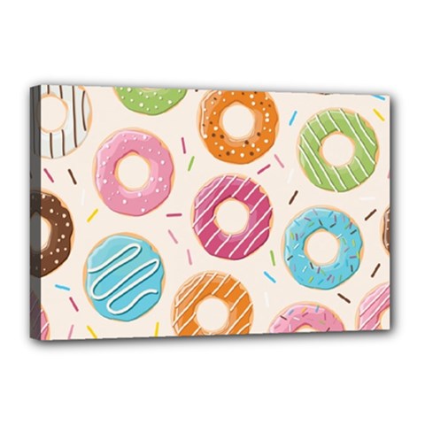 Colored Doughnuts Pattern Canvas 18  X 12  by Bigfootshirtshop