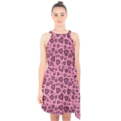 Leopard Heart 03 Halter Collar Waist Tie Chiffon Dress by jumpercat