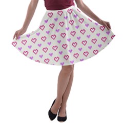 Pixel Hearts A-line Skater Skirt by jumpercat