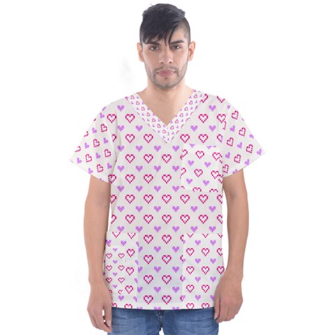 Pixel Hearts Men s V-neck Scrub Top by jumpercat