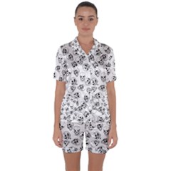 A Lot Of Skulls White Satin Short Sleeve Pyjamas Set by jumpercat