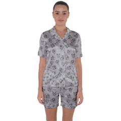 A Lot Of Skulls Grey Satin Short Sleeve Pyjamas Set by jumpercat