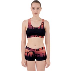 Baobabs Trees Silhouette Landscape Work It Out Sports Bra Set by BangZart