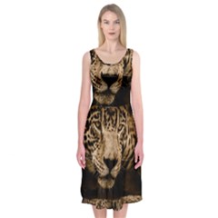 Jaguar Water Stalking Eyes Midi Sleeveless Dress by BangZart