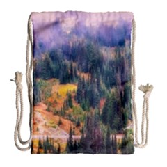 Landscape Fog Mist Haze Forest Drawstring Bag (large) by BangZart