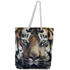 Tiger Bengal Stripes Eyes Close Full Print Rope Handle Tote (large) by BangZart