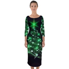 Christmas Tree Background Quarter Sleeve Midi Bodycon Dress by BangZart