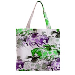 Horse Horses Animal World Green Zipper Grocery Tote Bag by BangZart