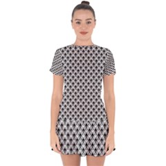 Geometric Scales Pattern Drop Hem Mini Chiffon Dress by jumpercat