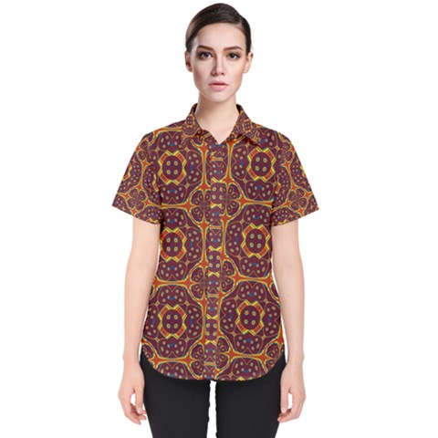 Geometric Pattern Women s Short Sleeve Shirt by linceazul