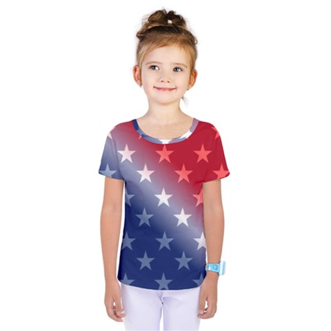 America Patriotic Red White Blue Kids  One Piece Tee by BangZart