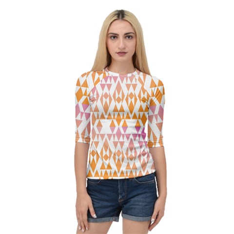 Geometric Abstract Orange Purple Quarter Sleeve Raglan Tee by BangZart