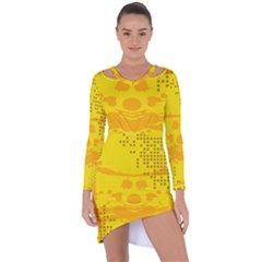 Texture Yellow Abstract Background Asymmetric Cut-out Shift Dress by BangZart