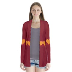 Heart Red Yellow Love Card Design Drape Collar Cardigan by BangZart