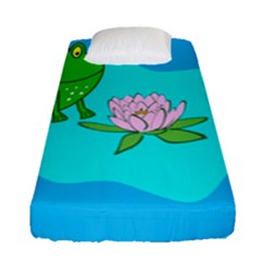 Frog Flower Lilypad Lily Pad Water Fitted Sheet (single Size) by BangZart