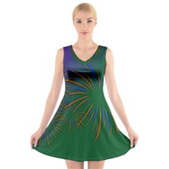 Sylvester New Year S Day Year Party V-neck Sleeveless Skater Dress by BangZart