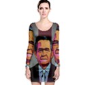 George W Bush Pop Art President Usa Long Sleeve Bodycon Dress View1