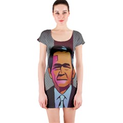 George W Bush Pop Art President Usa Short Sleeve Bodycon Dress by BangZart