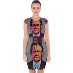 George W Bush Pop Art President Usa Capsleeve Drawstring Dress  by BangZart