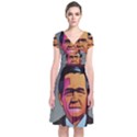 George W Bush Pop Art President Usa Short Sleeve Front Wrap Dress View1