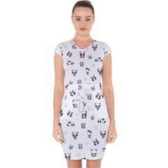 Panda Pattern Capsleeve Drawstring Dress  by Valentinaart