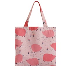 Pigs And Flowers Zipper Grocery Tote Bag by Bigfootshirtshop