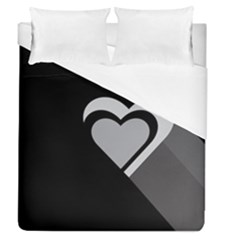 Heart Love Black And White Symbol Duvet Cover (queen Size) by Celenk